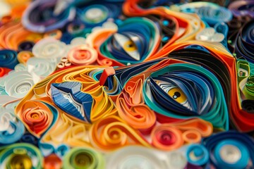 Fototapeta na wymiar An abstract paper quilling artwork where spirograph patterns morph into iconic comic strip characters