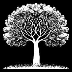 Tree . Black and white botanical illustration. Logo design for use in graphics. Generated by Ai
