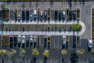 Aerial Drone Shot of a Modern Electric Vehicle Charging Lot
