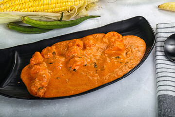 Indian cuisine - spicy prawn masala