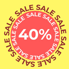 Banner sale inscription in a circle
Vector frame, discount background on a yellow background.
Sale icon