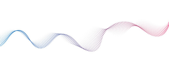 Flowing Dot Wave Pattern Halftone Curve Shape on Transparent Background