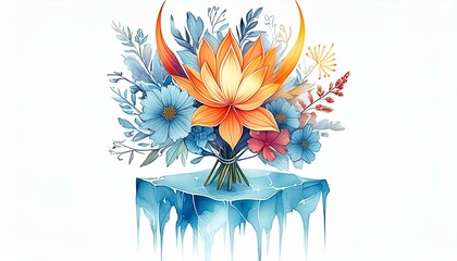 Frozen Heat: Flower Arrangements Embodying Ice and Fire Energies