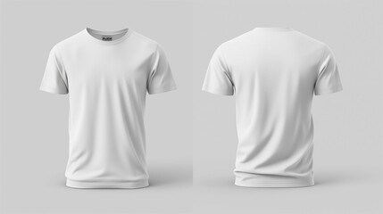 Men's T-shirt mockup, white T-shirt front and back mockup