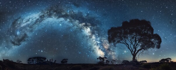 Stargazing in a remote location, Milky Way dazzling above, cosmic wonder - obrazy, fototapety, plakaty