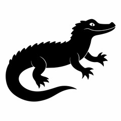 Crocodile Silhouette art logo vector illustration isolated on white background.
