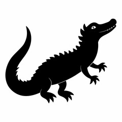 Crocodile Silhouette art logo vector illustration isolated on white background.