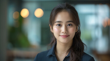 Obraz premium Portrait young Asian woman interviewer and interviewee shaking hands for a job interview .Business people handshake in modern office. Greeting deal concept.