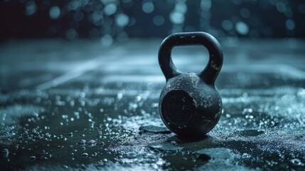 A kettlebell in action, integral to a high-performance workout at a professional home gym - obrazy, fototapety, plakaty