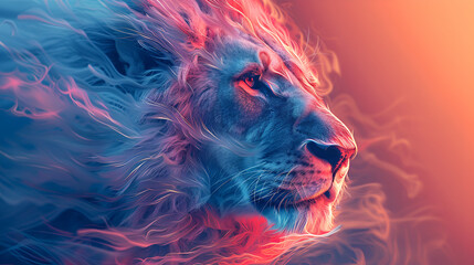 Lion animal abstract wallpaper in pastel colors, generative Ai - 783543537