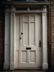 white wooden door on old victorian house background from Generative AI