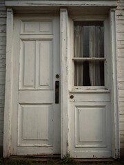 white wooden door on old victorian house background from Generative AI