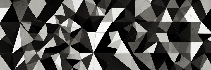 black and white abstract background with random geometric triangle pattern from Generative AI
