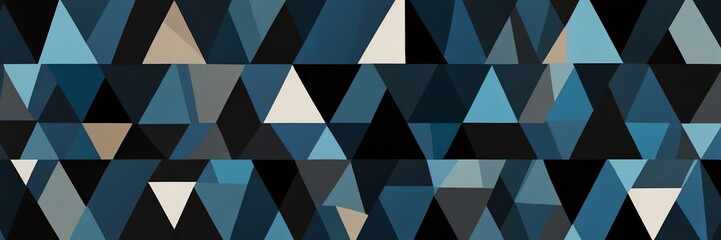 blue and black abstract background with random geometric triangle pattern from Generative AI