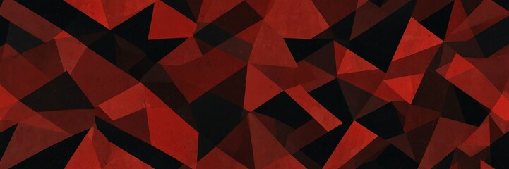 red and black abstract background with random geometric triangle pattern from Generative AI - obrazy, fototapety, plakaty