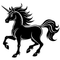 Obraz na płótnie Canvas un-unicornio-fuerte-corriendo----silhouette--black
