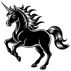 Obraz na płótnie Canvas un-unicornio-fuerte-corriendo----silhouette--black