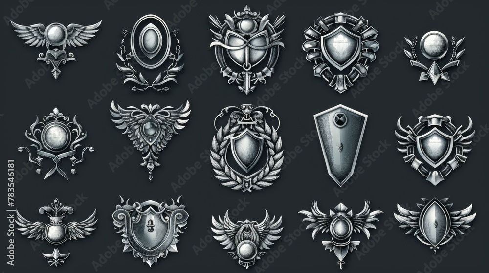 Wall mural a set of modern trophy achievement graphics and frames for a fantasy game can be used as game level 