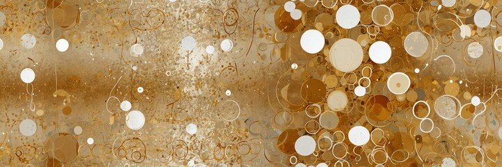gold and white abstract background with random circles pattern from Generative AI