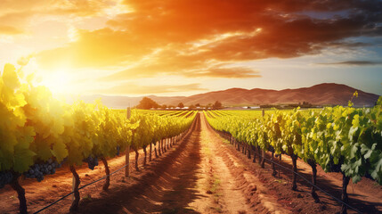 vineyard in the morning.
