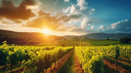 vineyard in the morning.