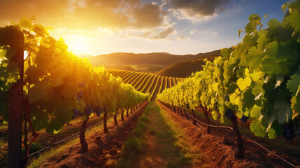 vineyard in the morning.