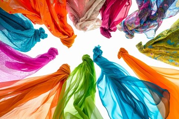 Beautiful colorful clothes flying isolated.Women"s clothing collection. . photo on white isolated background