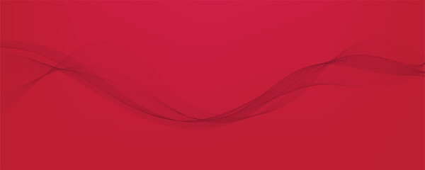Vector abstract red background with dynamic red waves, lines and particles.	
