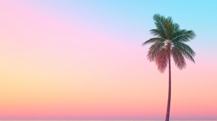 Tranquil Gradient A Serene Landscape with Palm Tree, Where Colors Merge in Harmony