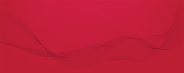 Vector abstract red background with dynamic red waves, lines and particles.	
