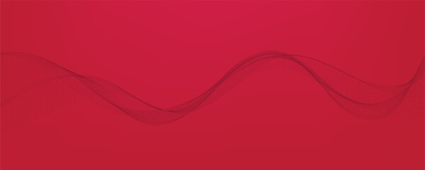 Vector abstract red background with dynamic red waves, lines and particles.	
