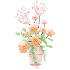 Bouquet of flowers in a vase. Vector illustration.