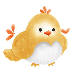 Illustration of a Cute Yellow Chick on White Background - Vector