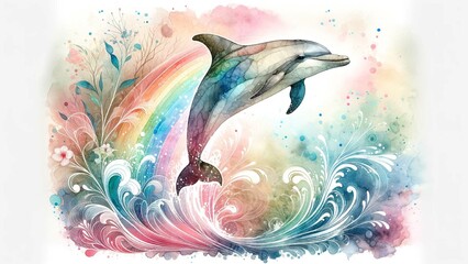 Dreamy dolphin with sea