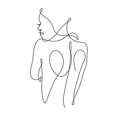 Female Back Continuous One Line Drawing. Woman Body Sketch Line Art Illustration. Female Figure Abstract Minimal Silhouette for Modern Design. Vector EPS 10