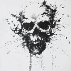 skull, death, halloween, skeleton, vector, grunge, bone, head, illustration, dead, horror, tattoo,...