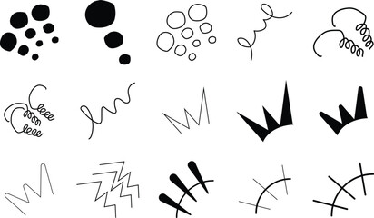 Doodle Surprise Explosion, Effect Element, Line Movement, express shape. Vector illustration