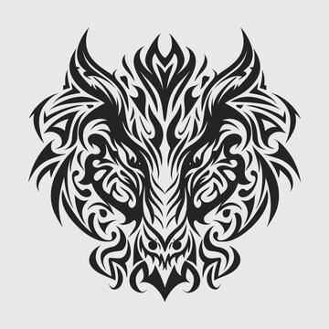 tribal tattoo dragon head vector editable