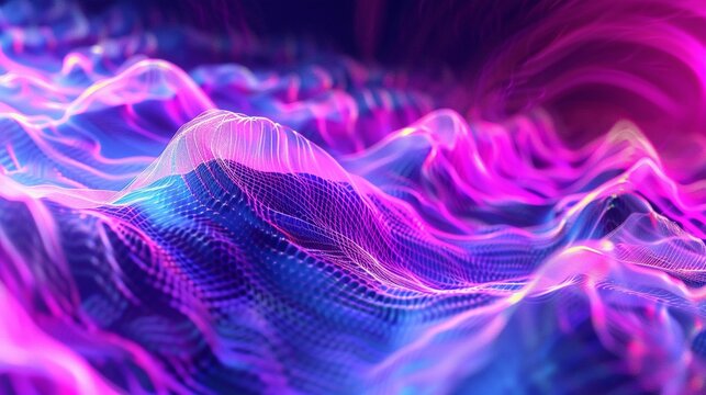 Energy streams in fractal patterns, neon glow, futuristic, abstract backdrop , 8k