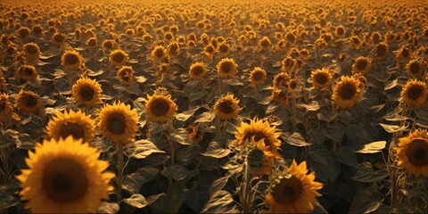 A golden sunflowers stretching towards the horizon.