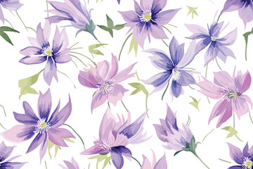 Contemporary Floral Design: Liberty Pattern with Botanical Background Ideal for Fashion, Tapestries, Prints, and Decoration