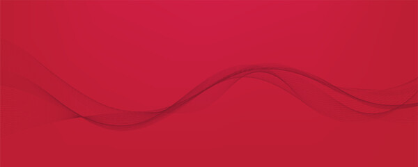 Vector abstract red background with dynamic red waves, lines and particles.	
