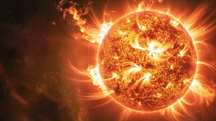 Obraz premium Close-Up View of Active Solar Activity and Coronal Mass Ejections (CMEs)