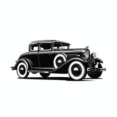 Classic vintage retro car Illustration Silhouette Vector design.