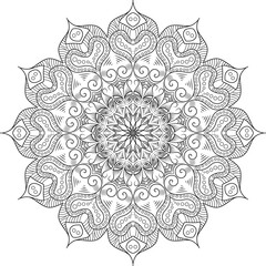 Simple abstract flat mandala design. Traditional colorful Floral Pattern It is also an Islamic round design.