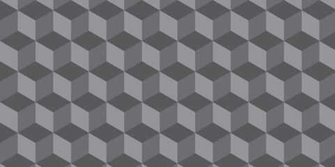 Minimal geometric rectangle technology black and gray background from cubes and lines. Geometric seamless pattern cube. Cubes mosaic shape vector design.	
