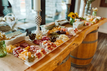 Charcuterie board display at baby shower