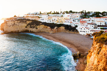 Fototapeta premium View of Carvoeiro beach in Algarve, Portugal.
