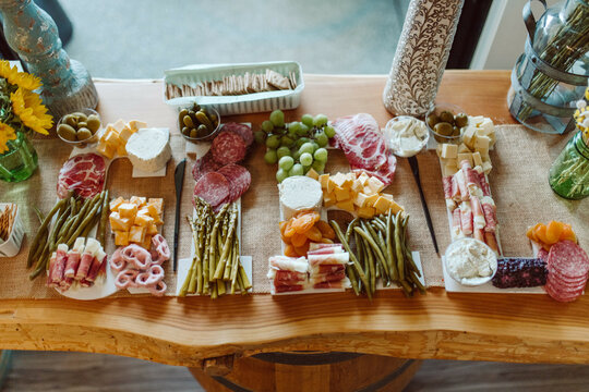 Charcuterie board display at baby shower