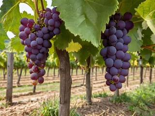 Grapes in vineyard in Wachau valley winegrowing area Lower Austria. Europe